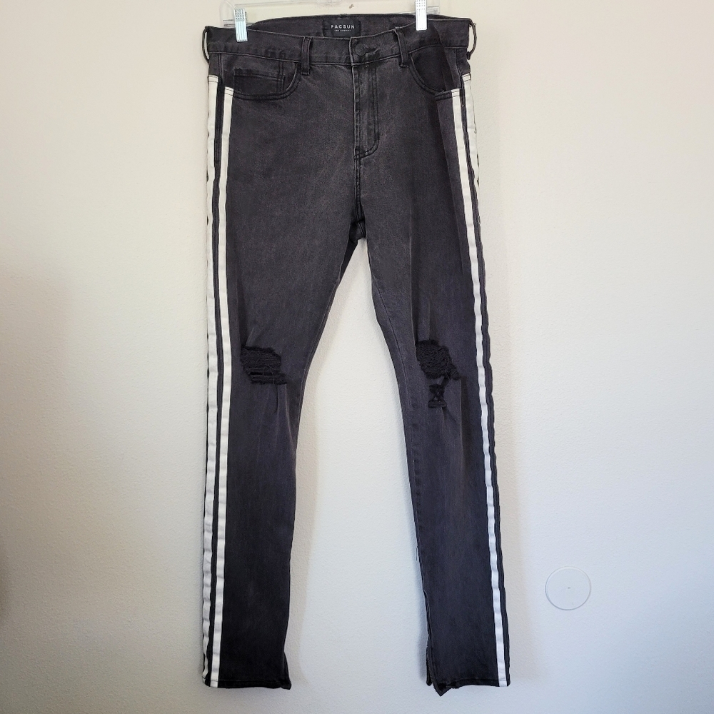 Pacsun "stacked skinny" striped side jeans